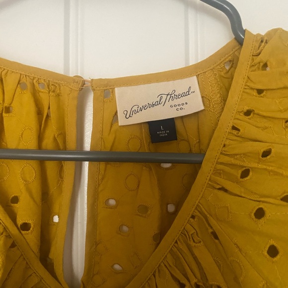 Universal Thread Goods Co. mustard yellow top with cutout embellishments - Picture 4 of 6